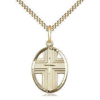 14kt Gold Filled Cross Medal Catholic Jewelry