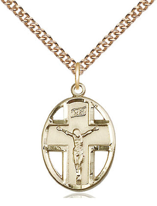 14kt Gold Filled Crucifix Medal Catholic Jewelry