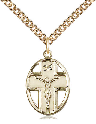 14kt Gold Filled Crucifix Medal Catholic Jewelry