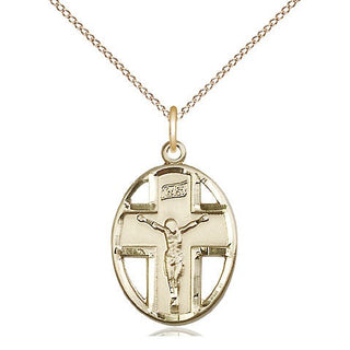 14kt Gold Crucifix Medal