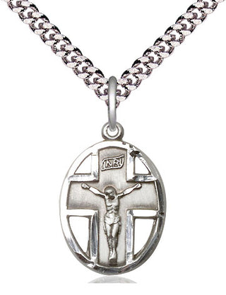 Sterling Silver Crucifix Medal Catholic Jewelry