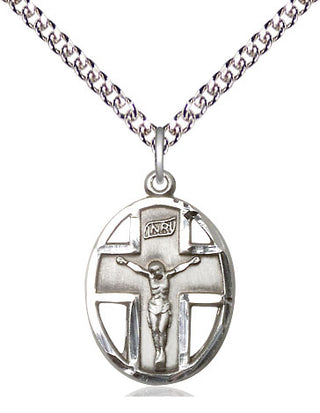 Sterling Silver Crucifix Medal Catholic Jewelry