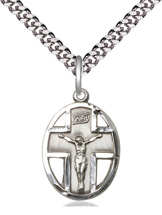 Sterling Silver Crucifix Medal Catholic Jewelry