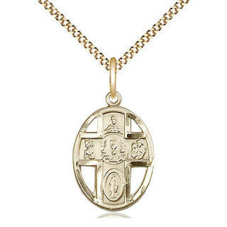 14kt Gold Filled 5-Way / Chalice Medal Catholic Jewelry