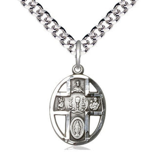Pewter 5-Way / Chalice Medal Catholic Jewelry