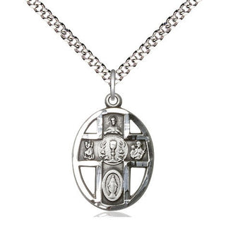 Pewter 5-Way / Chalice Medal Catholic Jewelry