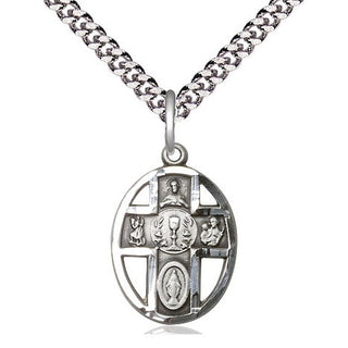 Sterling Silver 5-Way / Chalice Medal Catholic Jewelry