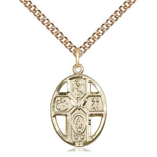14kt Gold Filled 5-Way / Holy Spirit Medal Religious Jewelry