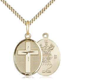 14kt Gold Filled Cross Air Force Medal Religious Jewelry
