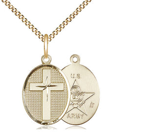 14kt Gold Filled Cross Army Medal Religious Jewelry