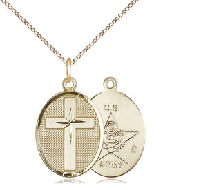 14kt Gold Filled Cross Army Medal Religious Jewelry