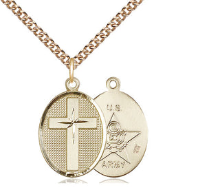 14kt Gold Filled Cross Army Medal Religious Jewelry