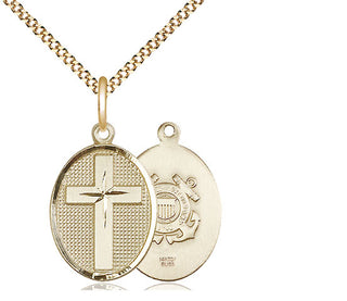 14kt Gold Filled Cross Coast Guard Medal Religious Jewelry