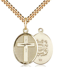 14kt Gold Filled Cross Coast Guard Medal Religious Jewelry