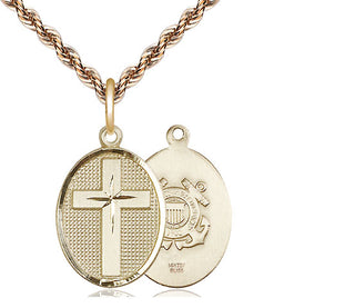14kt Gold Filled Cross Coast Guard Medal | Medium