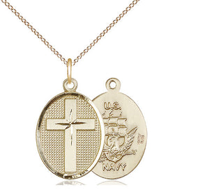14kt Gold Filled Cross Navy Medal Religious Jewelry