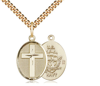 14kt Gold Filled Cross Navy Medal Religious Jewelry