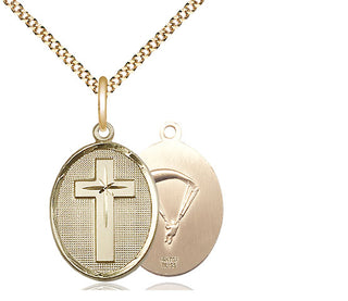 14kt Gold Filled Cross Paratroopers Medal Religious Jewelry