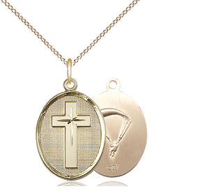 14kt Gold Filled Cross Paratroopers Medal Religious Jewelry