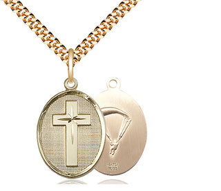 14kt Gold Filled Cross Paratroopers Medal Religious Jewelry
