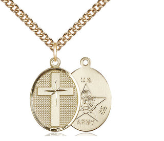 14kt Gold Cross Army Medal