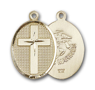 14K Gold Cross / Marines Pendant