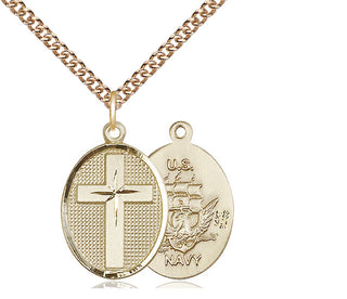 14kt Gold Cross Navy Medal
