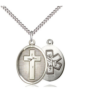Sterling Silver Cross EMT Medal Religious Jewelry