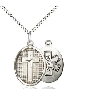Sterling Silver Cross EMT Medal Religious Jewelry
