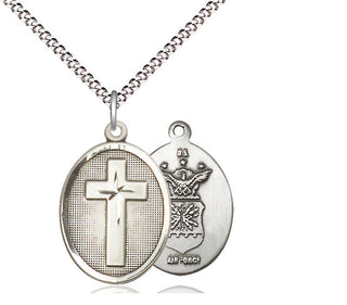 Sterling Silver Cross Air Force Medal Religious Jewelry
