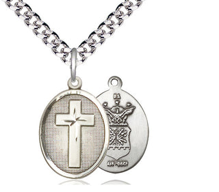 Sterling Silver Cross Air Force Medal Religious Jewelry