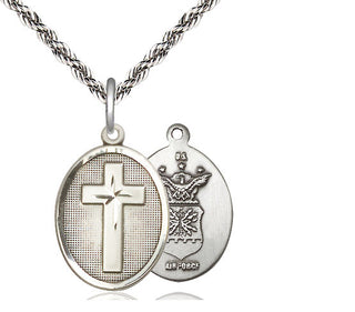 Sterling Silver Cross Air Force Medal Religious Jewelry