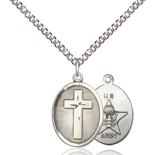 Sterling Silver Cross Army Medal Religious Jewelry