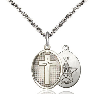 Sterling Silver Cross Army Medal Religious Jewelry