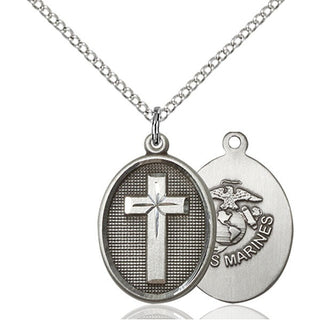 Sterling Silver Cross / Marines Pendant