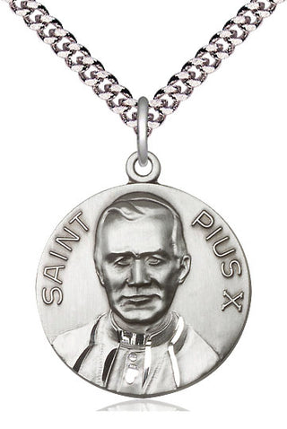 Sterling Silver Pope Pius X Medal Catholic Jewelry