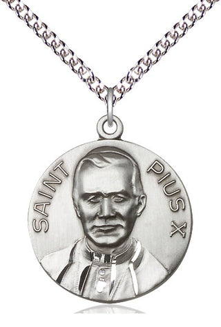 Sterling Silver Pope Pius X Medal Catholic Jewelry