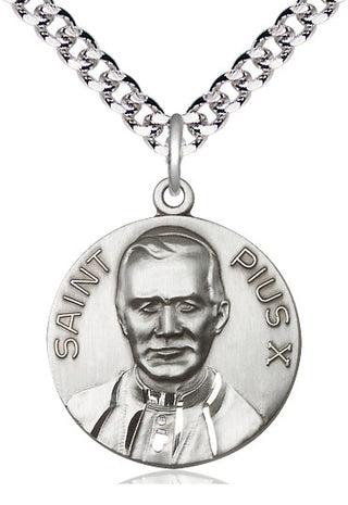 Sterling Silver Pope Pius X Medal Catholic Jewelry