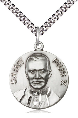 Sterling Silver Pope Pius X Medal Catholic Jewelry