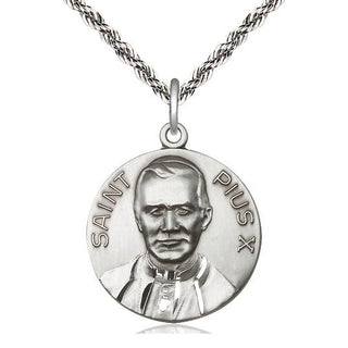 Sterling Silver Pope Pius X Medal Catholic Jewelry