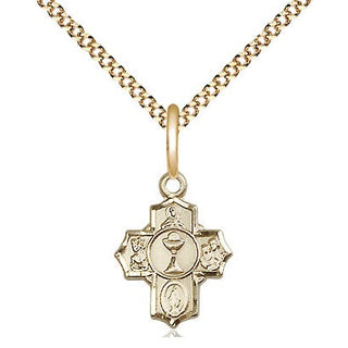 14kt Gold Filled Communion 5-Way Medal Religious and Catholic Jewelry