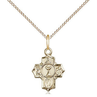 14kt Gold Filled Communion 5-Way Medal Religious and Catholic Jewelry