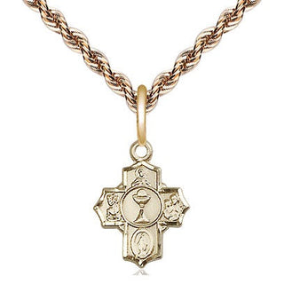 14kt Gold Filled Communion 5-Way Medal Religious and Catholic Jewelry