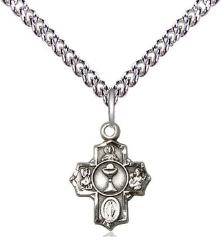 Sterling Silver Communion 5-Way Medal Religious and Catholic Jewelry