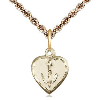 14kt Gold Filled Heart / Confirmation Medal Religious and Catholic Jewelry