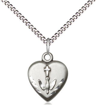 Sterling Silver Heart / Confirmation Medal Religious and Catholic Jewelry