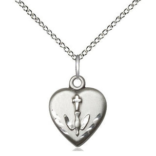 Sterling Silver Heart / Confirmation Medal Religious and Catholic Jewelry