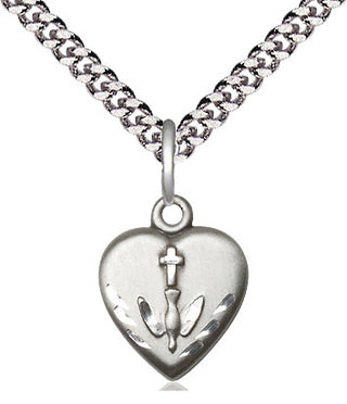 Sterling Silver Heart / Confirmation Medal Religious and Catholic Jewelry