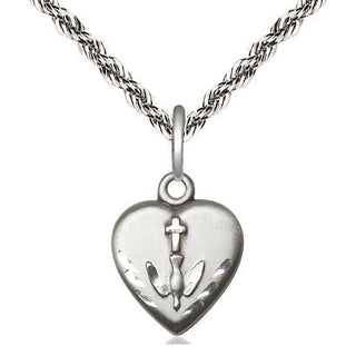 Sterling Silver Heart / Confirmation Medal Religious and Catholic Jewelry