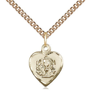14kt Gold Filled Heart / Communion Medal Religious and Catholic Jewelry